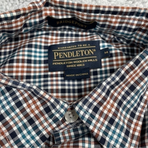 Pendleton Shirt Mens Medium Button Up Long Sleeve Classic Plaid Bridgeport Work - Picture 3 of 5